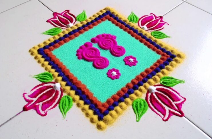 Rectangle Shape Rangoli Design