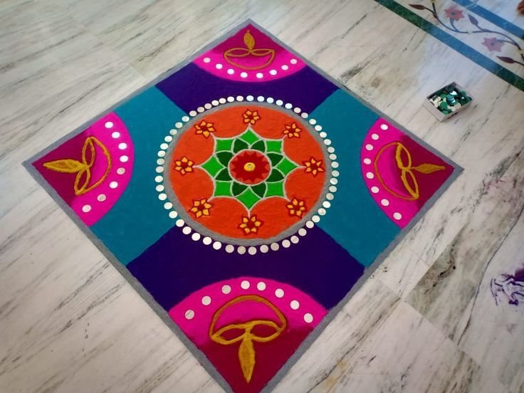 Rectangle Shape Rangoli Design